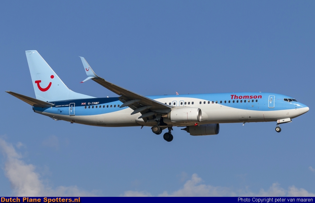 G-TAWF Boeing 737-800 Thomsonfly by peter van maaren