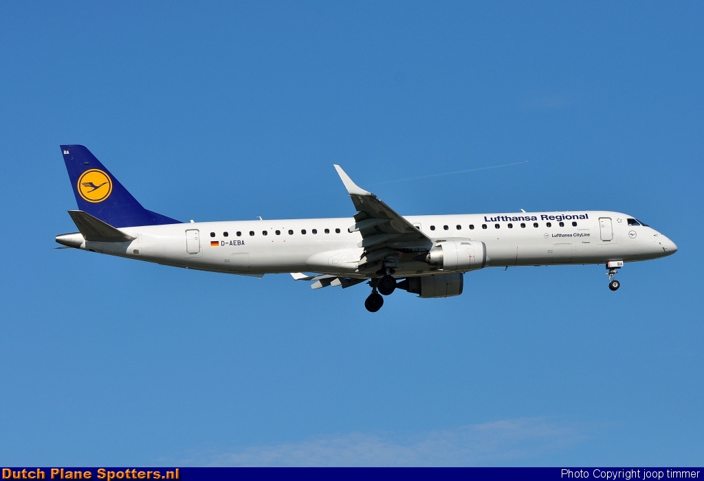 D-AEBA Embraer 195 CityLine (Lufthansa Regional) by joop timmer