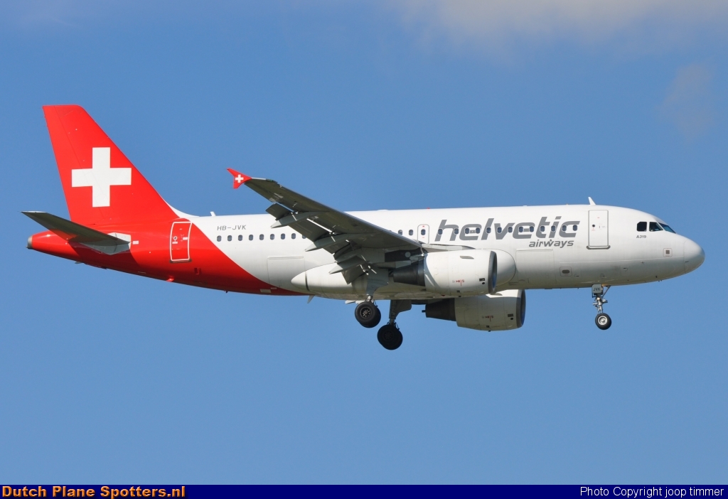 HB-JVK Airbus A319 Helvetic Airways by joop timmer
