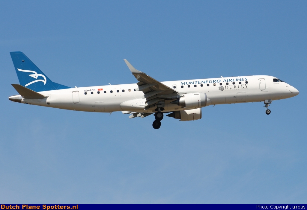 40-AOD Embraer 190 Montenegro Airlines by airbus