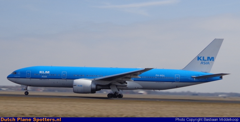PH-BQL Boeing 777-200 KLM Asia by Bastiaan Middelkoop
