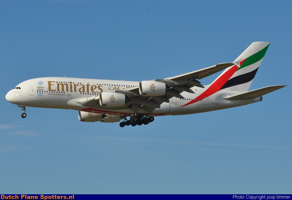 A6-EOA Airbus A380-800 Emirates by joop timmer